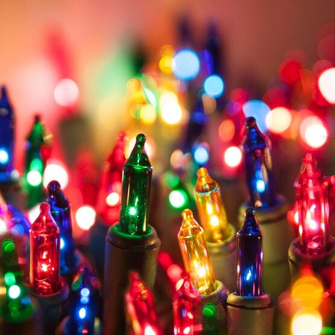 Kringle Traditions 100-Ct Indoor-Outdoor Multi Color String Lights Set for Parties, Bedroom - 50' Green Wire