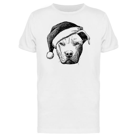 Sketch Of Pit Bull In Santa Hat Tee Men's -Image by Shutterstock
