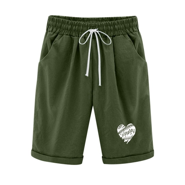 Shorts pour Femmes,Shorts à Taille Élastique pour Femmes avec Imprimé Cœur et Cordon,Shorts Décontractés pour Femmes,Shorts à Cordon pour Femmes,Shorts à Cordon pour Femmes