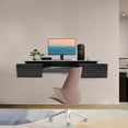 thumbnail image 2 of Wall Mounted Desk, Floating Wall Organizer with Pull Out Drawer, 15.5" D x 60" W x 9.5" H, Space-Saving Wall Organizer Computer Desk for Home Office (Black), 2 of 9