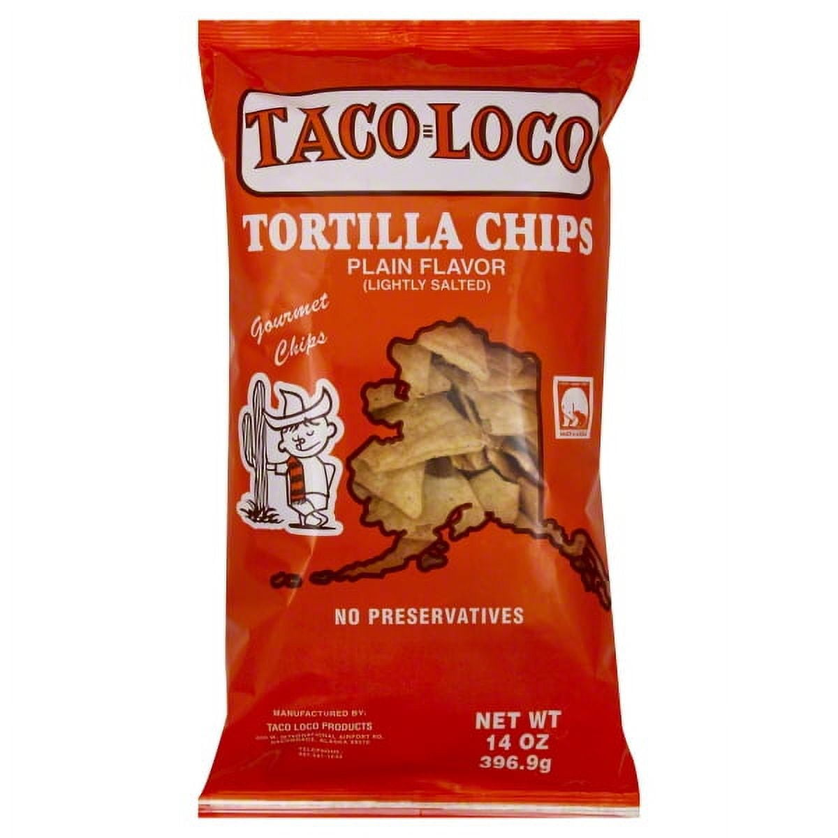 (4 pack) Taco Loco Plain Flavor Tortilla Chips, 14 Oz.