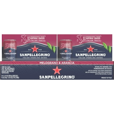 Sanpellegrino Italian Sparkling Drink Melograno and Arancia, Sparkling Orange and Pomegranate Beverage, 24 Pack of 11.15 Fl Oz Cans