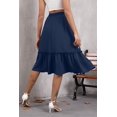 thumbnail image 5 of HOWCOME Womens Skirts - High Waisted Tiered Skirts for Women Knee Length with Pockets Beach Cover-ups dress Navy Blue, L, 5 of 6