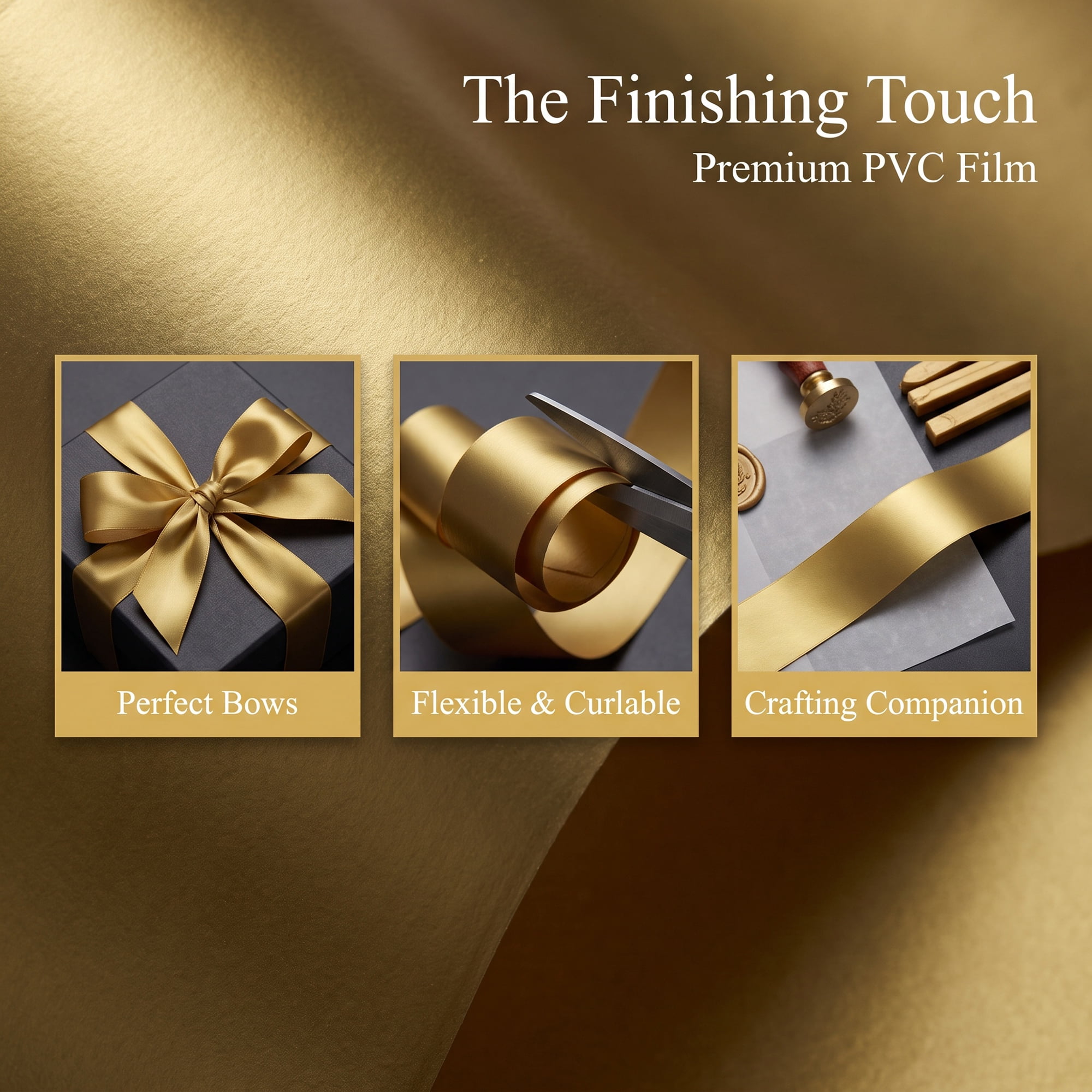 Unique Bargains Metallic Fabric Ribbon for Gift Wrapping and Decoration Gold 5.5 Yard