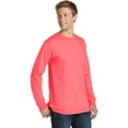 thumbnail image 4 of Port & Co Adult Male Men Plain Long Sleeves T-Shirt Neon Coral Large, 4 of 6
