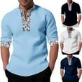 thumbnail image 4 of Mens Fashion Casual Long Sleeve Placket Blouse Loose Large Size Tops T Shirts, 4 of 6