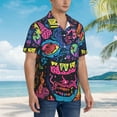 thumbnail image 2 of Lsque Neon Graffiti Urban Art pattern Hawaiian Shirt for Men, Unisex Summer Beach Casual Short Sleeve Button Down Shirts-X-Large, 2 of 9