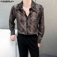 thumbnail image 2 of INCERUN Tops 2024 estilo coreano moda nueva perspectiva para hombres camisas con estampado de leopardo ropa de club informal blusa de manga larga para hombre S-5XL, 2 of 5