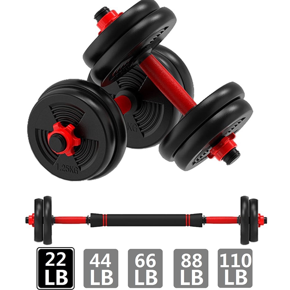 Adjustable 88/110LB Weight Dumbbell Set Cap Home Gym Barbell Plates Body Workout 