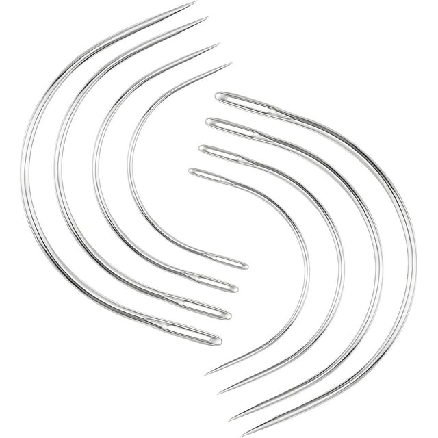 8 PCS Curved Needle Set 2" 2.5" 3" 3.5" Curved Hand Sewing Needles Durable C Type Needles for DIY Sewing Repairing Leather Carpet Canvas Weaving Crafts (4 Sizes)