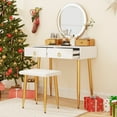 thumbnail image 4 of Patiojoy Makeup Vanity Set Dressing Vanity Desk w/ Mirror & 3-Color Dimmable LED Lights White, 4 of 9