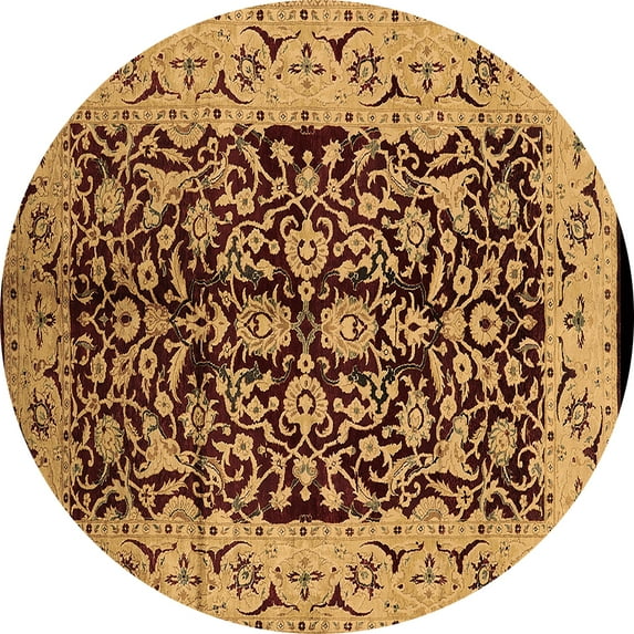 Ahgly Company Indoor Round Oriental Brown Industrial Area Rugs, 6' Round