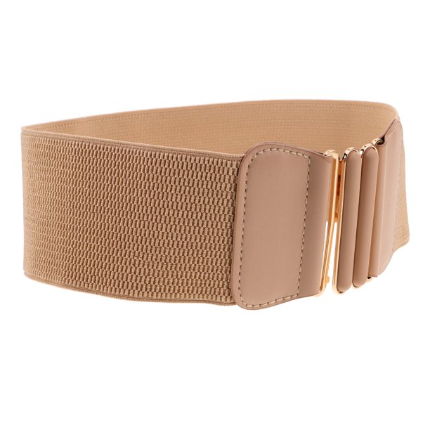Cinturón ancho elástico versátil para mujer, elegante cinturón elástico con hebilla ovalada doble para vestidos, accesorio ajustable para todas las ocasiones