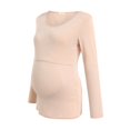 thumbnail image 3 of T-shirt de Maternité pour Femmes Ourlet Uni Manches Longues Col Rond Basique Allaitement, 3 of 5