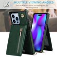 thumbnail image 5 of Crossbody Wallet Case for iPhone 15 Pro Max, PU Leather Zipper Handbag Purse Flip Cover with Kickstand Case for iPhone 15 Pro Max ZP Green, 5 of 18