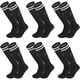 thumbnail image 1 of Nvzi 6 pares de calcetines de fútbol de rayas lisas hasta la rodilla, calcetines deportivos de tubo para niños de 6 a 12 años, color negro, 1 of 4