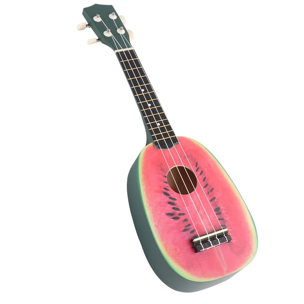Ukelele de concierto de 21 pulgadas, guitarra pequeña de 4 cuerdas, instrumento musical de caoba con correa, púas y bolsa de transporte para niños, estudiantes y adultos (sandía).