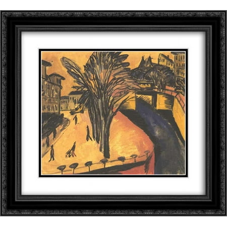 Ernst Ludwig Kirchner 2x Matted 22x20 Black Ornate Framed Art Print 'Gelbes Engelufer in Berlin'