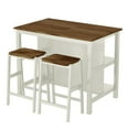thumbnail image 3 of 3 PCS Wood Dining Table Set Rustic Retro Stools with Open Shelves Cream White, 3 of 5