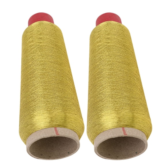Hemoton 2 Rolls Embroidery Thread Metallic Bobbins Weave Sewing Machine Kit Golden