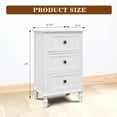 thumbnail image 3 of Vertical 3-Drawer Side Table with Storage, Narrow Desk for Living Room, Bedroom, Office & Entryway, Space-Saving Design, 15.7"D x 11.8"W x 26"H, Antique White, 3 of 7