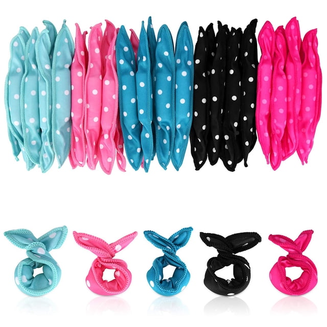 40 piezas = 5 colores x 8 piezas de esponja de espuma flexible para rizos, rizadores sin calor, cojín mágico, rodillo suave, herramientas de peinado para el cuidado del cabello DIY. Cómodo para dormir