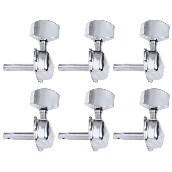Himition 6pcs Mini Square Head Semi-closed Vintage Style Guitar Machine Heads 6R Tuning Pegs for Guitar Bass (Silver)