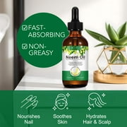 ALIVER Neem Oil, 100% Pure & Natural, Unrefined & Hexane Free, Virgin Cold Pressed Neem Oil, Skin Care & Hair Care, Good for Dry Skin to Moisturize, 2.02 Fl Oz