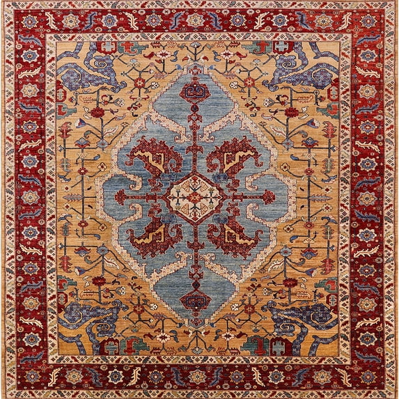 Ahgly Company Machine Washable Indoor Square Industrial Modern Light Copper Gold Area Rugs, 3' Square