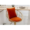 thumbnail image 4 of Orange Swivel Bar Stools, Adjustable Counter Height Barstools with Pure Gold Plated & Mesh backrest, Velvet Bar Chairs for Dining Room Home Bar Kitchen Island, Set of 2, 4 of 9