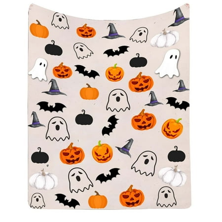 

Xipoxipdo Clearance! Halloween Pumpkin GhostSkull Bat BlackCat Printed Flannel Cover Blanket（200*150 Cm/79*59 In）