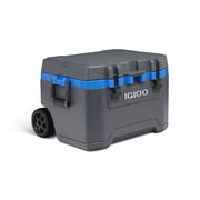 Igloo 52 QT Overland Ice Chest Cooler with Wheels, Gray and Blue