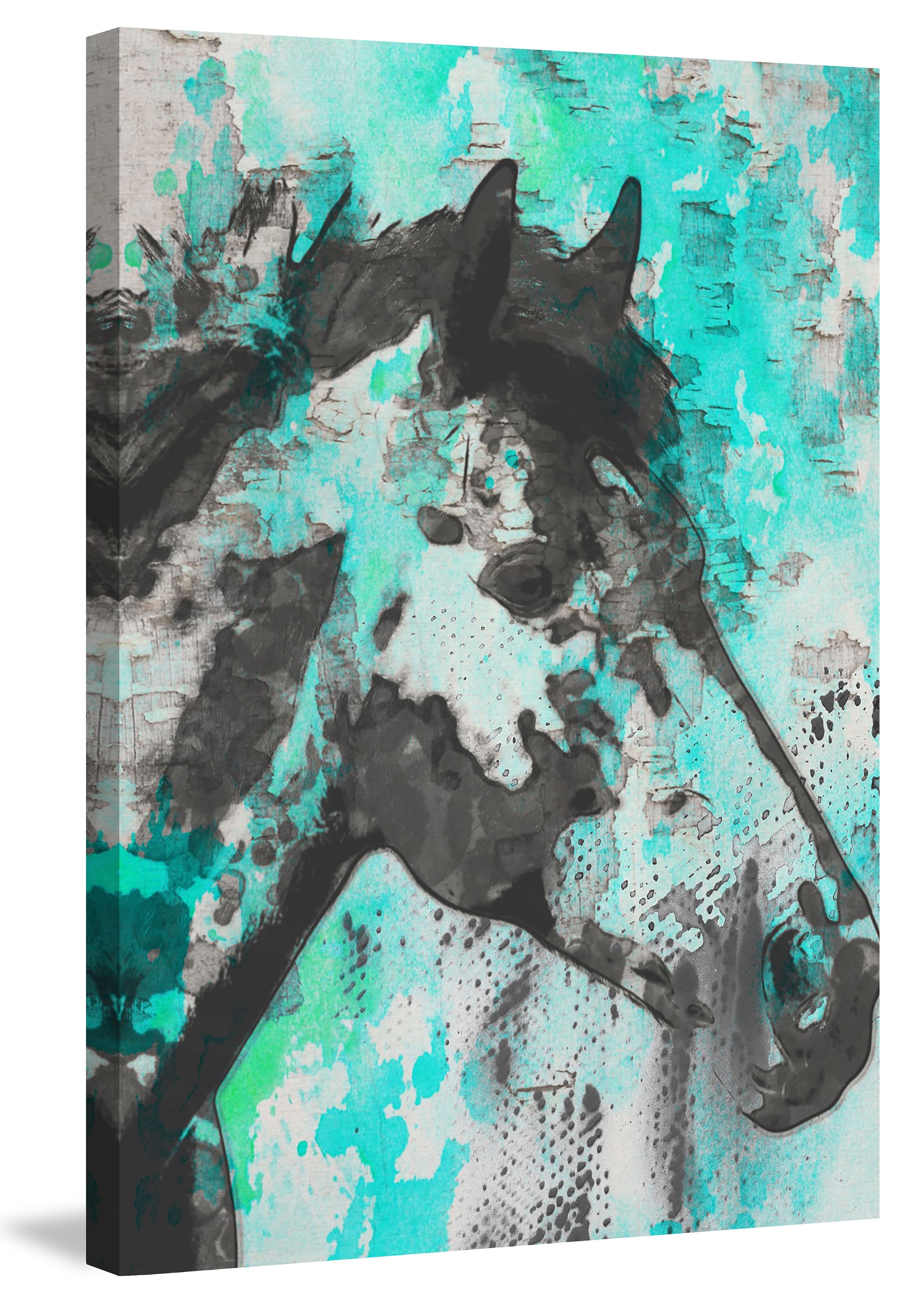 "Star Bright Aqua" Painting Print on Wrapped Canvas