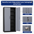thumbnail image 5 of AUHUP 72" Metal Cabinet with Locking Doors and 5 Adjustable Shelves, Black Gray Garage Storage Cabinet for Warehouse, Basement, Home Office, Tool File Storage Utility Cabinets, 5 of 9