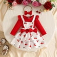 thumbnail image 2 of CAICJ98 Baby Girl Clothes Fall Winter Outfit Long Sleeve Ruffle Romper Plaid Skirt Bow Headband 3 Pcs Set (Red,12-18 Months), 2 of 6