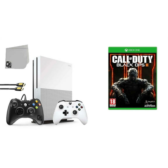Pre-Owned Microsoft 234-00051 Xbox One S White 1TB Gaming Console with 2 Controller Included with Call of Duty- Black Ops III BOLT AXTION Bundle
