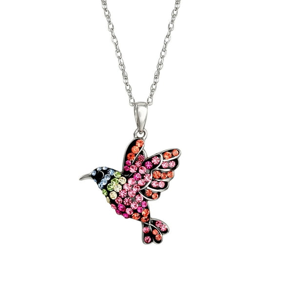 Brilliance Fine Women's Sterling Silver Crystal Hummingbird Pendant with 18-Inch Chain