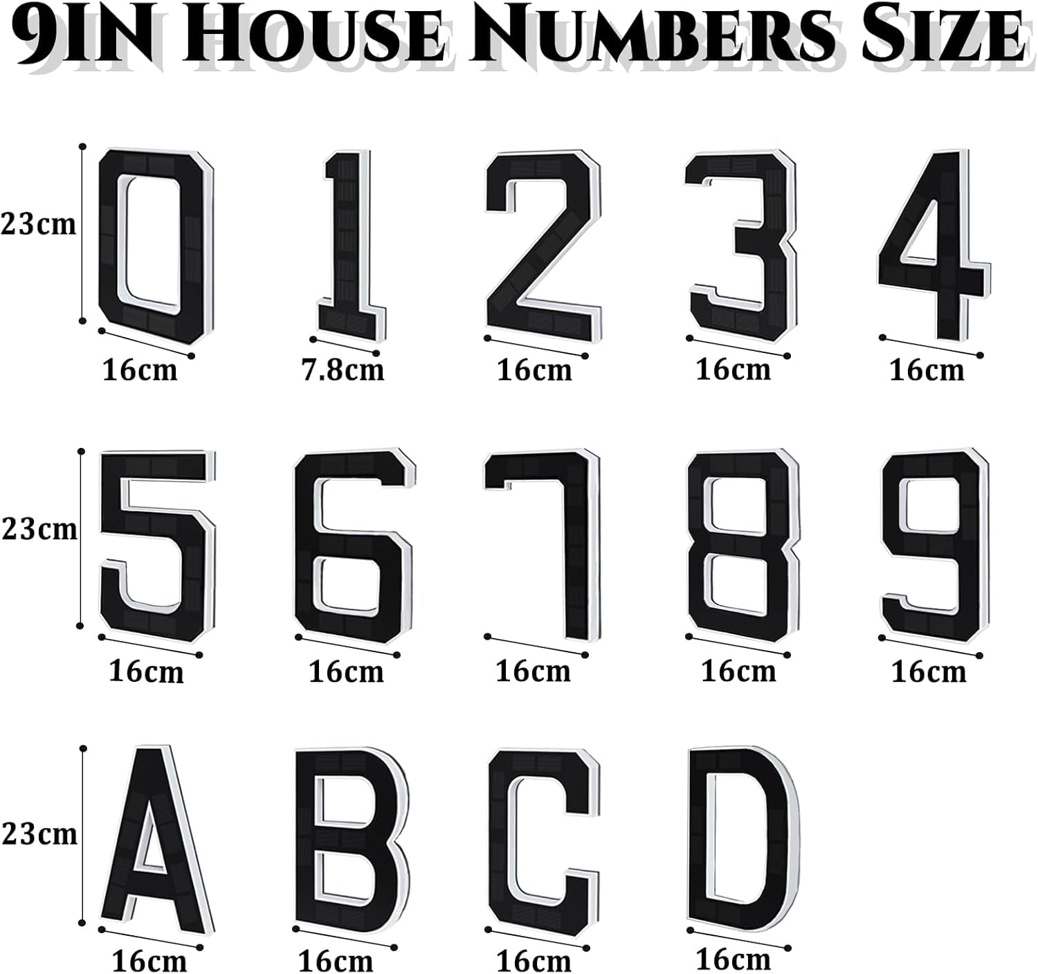 Yippzo 9" Solar Powered House Numbers for Outside Light Up, Large Exterior Illuminated Number Plate for Door, Home, Apartment, Mailbox
