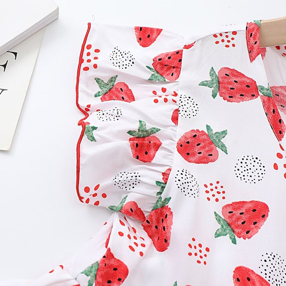 Vedolay Spring Dress Girls Dress Basic Short Sleeve A Line Swing Skater Twirl School Party Dress,RD1 3-4 Years