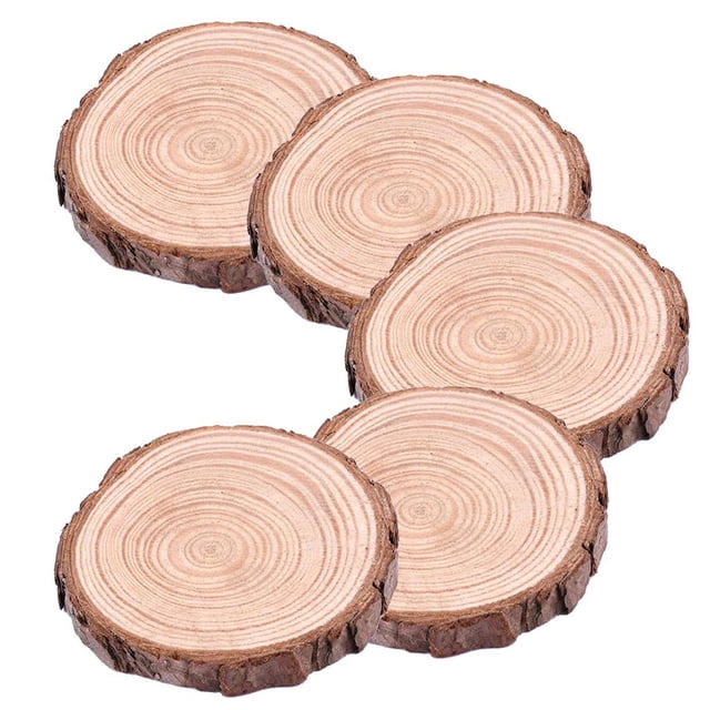 5pcs Rodajas de Natural Chips de Registro para La Artesanía de Bricolaje 7-8cm Yotijar Discos de troncos redondos