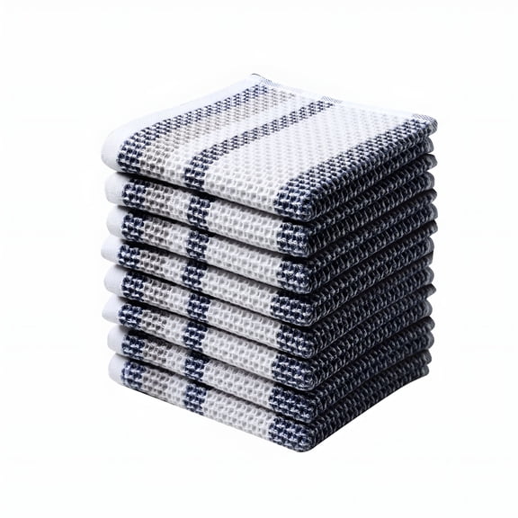 ARLAJO Waffle Weave Dishcloths for Washing Dishes,Ultra Absorbent Cotton Dish Rags for Drying and Cleaning,Kitchen Drying Towels 8-Pack,Blue,10" X 10"
