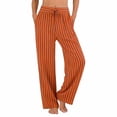thumbnail image 2 of KDFJPTH Women's Striped Linen Blend Pants Elastic Drawstring Waist Casual Summer Trousers with Pockets Orange XL, 2 of 4
