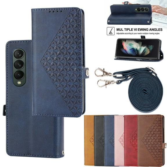 For Samsung Galaxy Z Fold3 5G Phone Case,Shockproof Luxury PU Leather Card Slot Cover,Flip Stand Case Cover