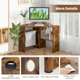 thumbnail image 6 of CRXX Corner Computer Desk, 90 Degrees Triangle Desk w/Shelves & CPU Stand, Compact Vanity Makeup Table with Storage, Corner Desks for Small Spaces (Rustic Brown, 33.5''), 6 of 19