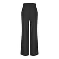 thumbnail image 5 of Roncen Women's Straight Leg Trousers - Elastic High Waist Button Business Casual Work Pants with Pockets, 5 of 7
