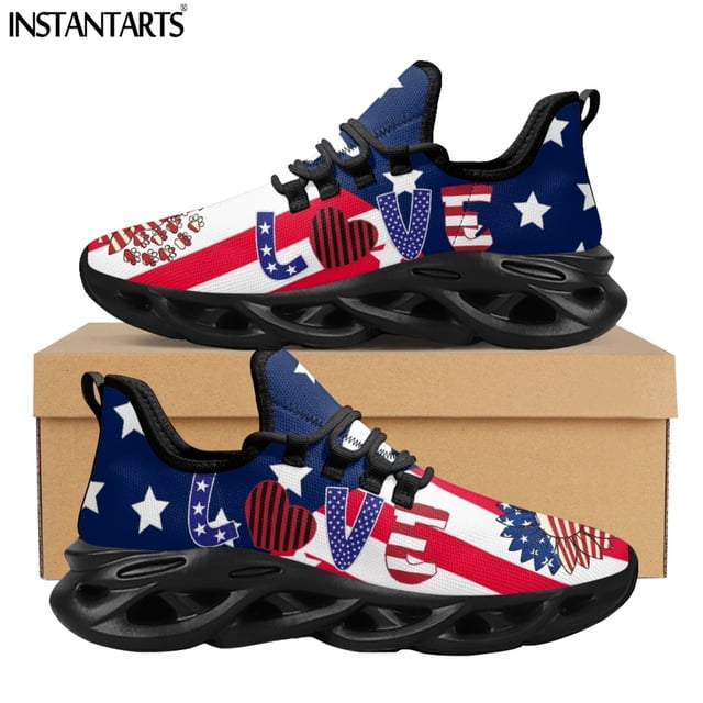 Zapatillas de deporte de marca de lujo para mujer, zapatos planos informales con cordones y diseño de bandera estadounidense, transpirables, para primavera