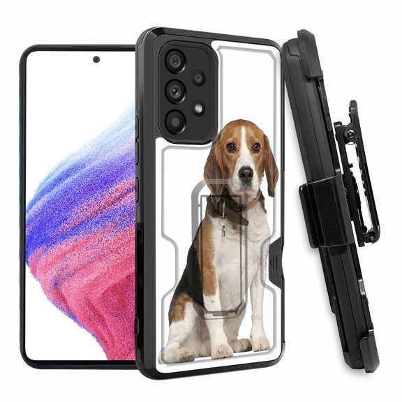 ANJ  Rugged Shockproof Hoster Case w/Card Slot, Kickstand   Tempered Glass Cover for Samsung Galaxy A33 5G - Beagle