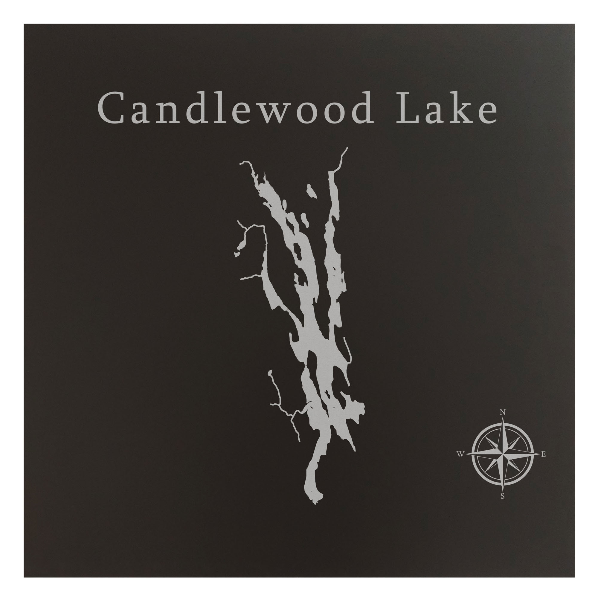 Candlewood Lake Map 12x12" Black Metal Wall Art Office Decor Gift