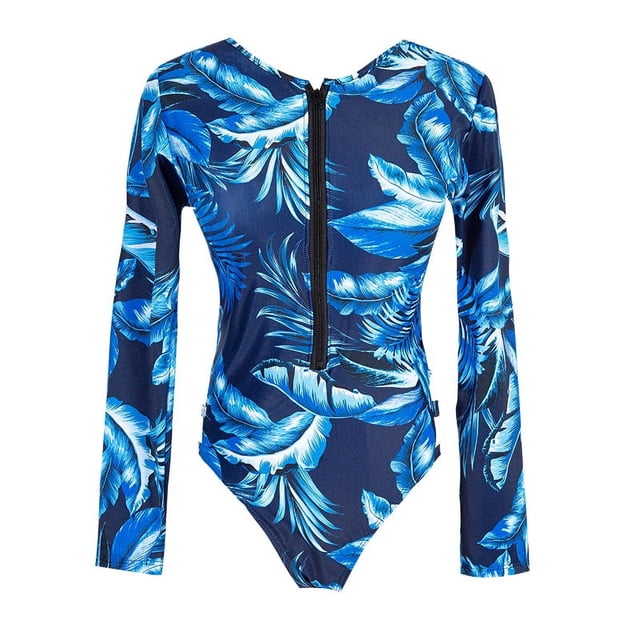 Traje de baño de surf de una pieza con cremallera y manga larga para mujer Ormromra