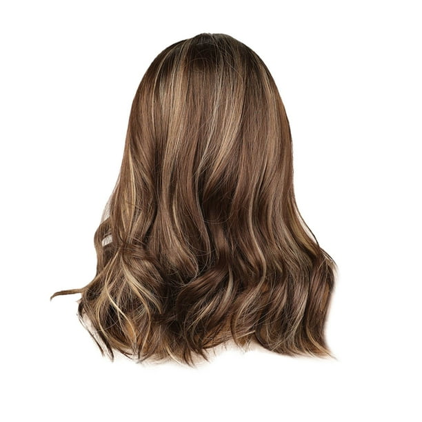 Europeo y el estilo de la peluca de las mujeres de longitud media peluca rizada natural de la cara en forma de onda grande peluca Set